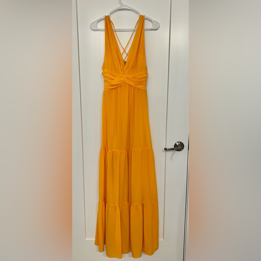 Vibrant Skylar Rose Yellow Maxi Dress